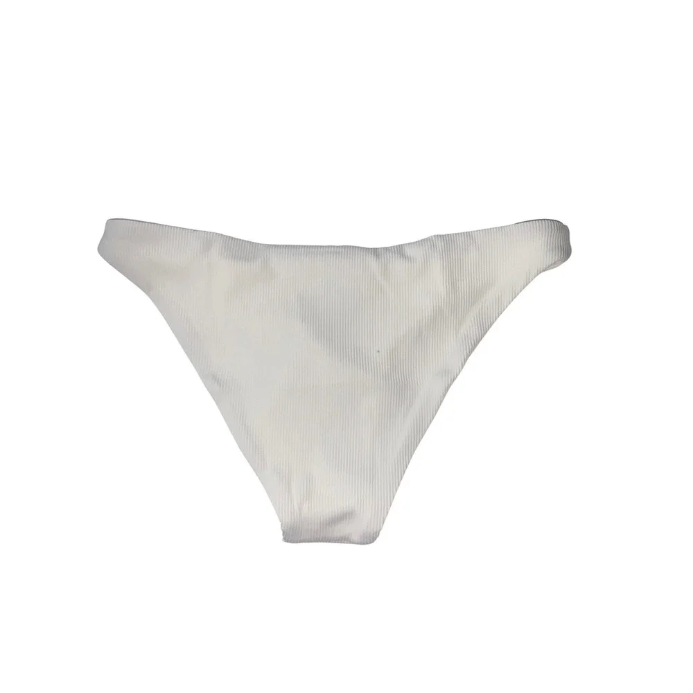 L SPACE Camacho Classic Bikini Bottoms Cream Ribbed High Cut Size S‎